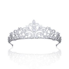 Luxury All CZ Cubic Zirconia Classical Wedding Princess Tiara Crown For Women