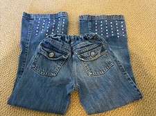 Gymboree Jeans Girls Size 7 Adjustable Waist- Multicolored Embroidered Dots