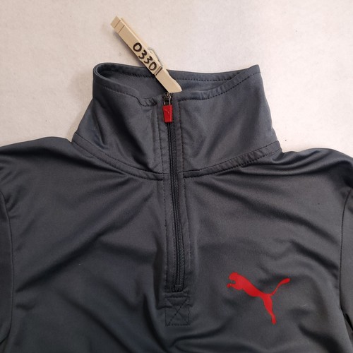 Puma Casual Long Sleeve Zip Collar Sweatshirt Youth Boys Size M Gray Black Red - Picture 6 of 8