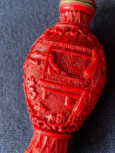 Snuff Bottle - Cinabro - Porta Tabacco in Lacca Rossa - Cina XX sec. - Foto 8 di 9
