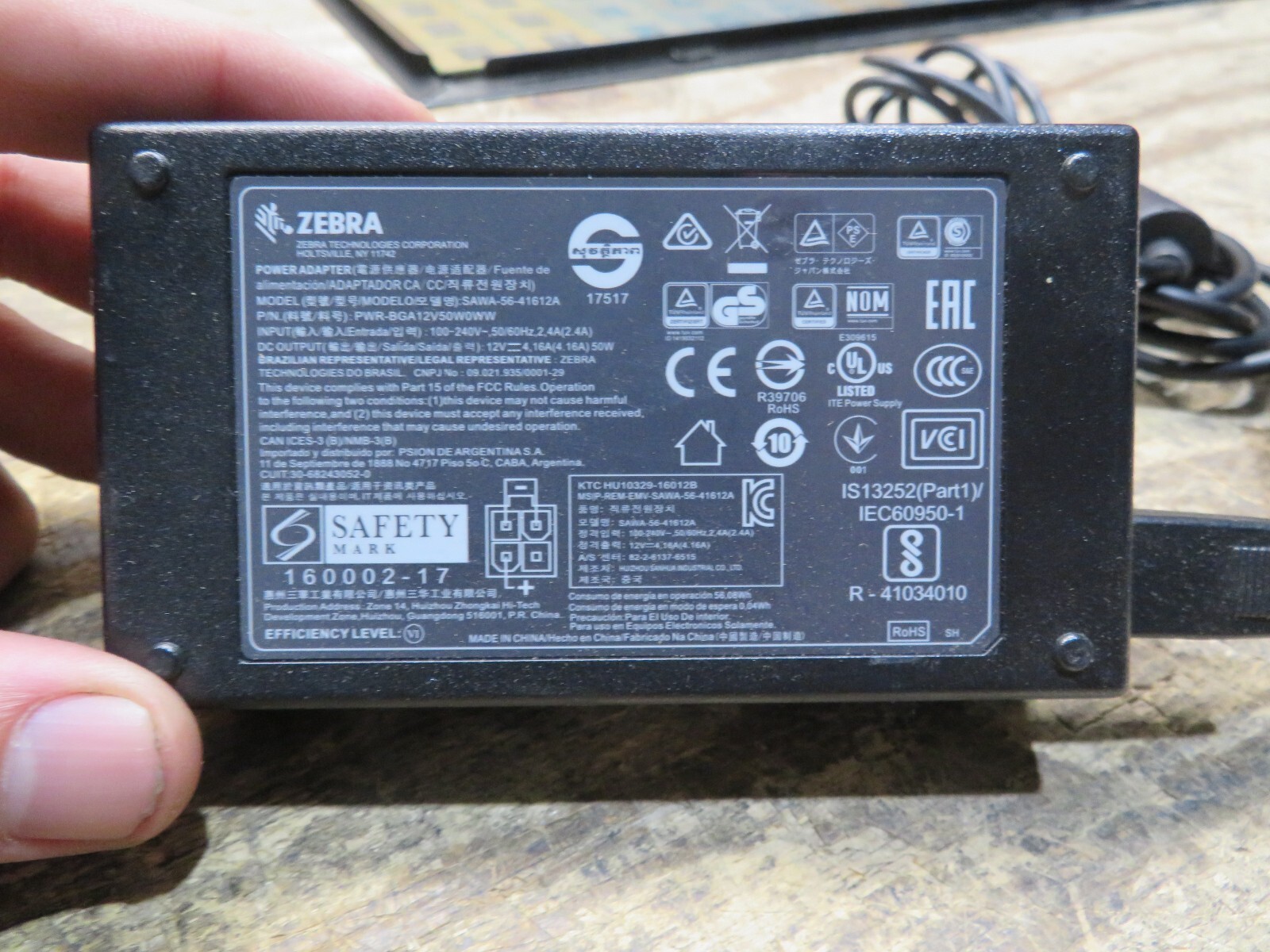 LOT OF 10 OEM ZEBRA Power Supply SAWA5641612A PWRBGA12V50W0WW