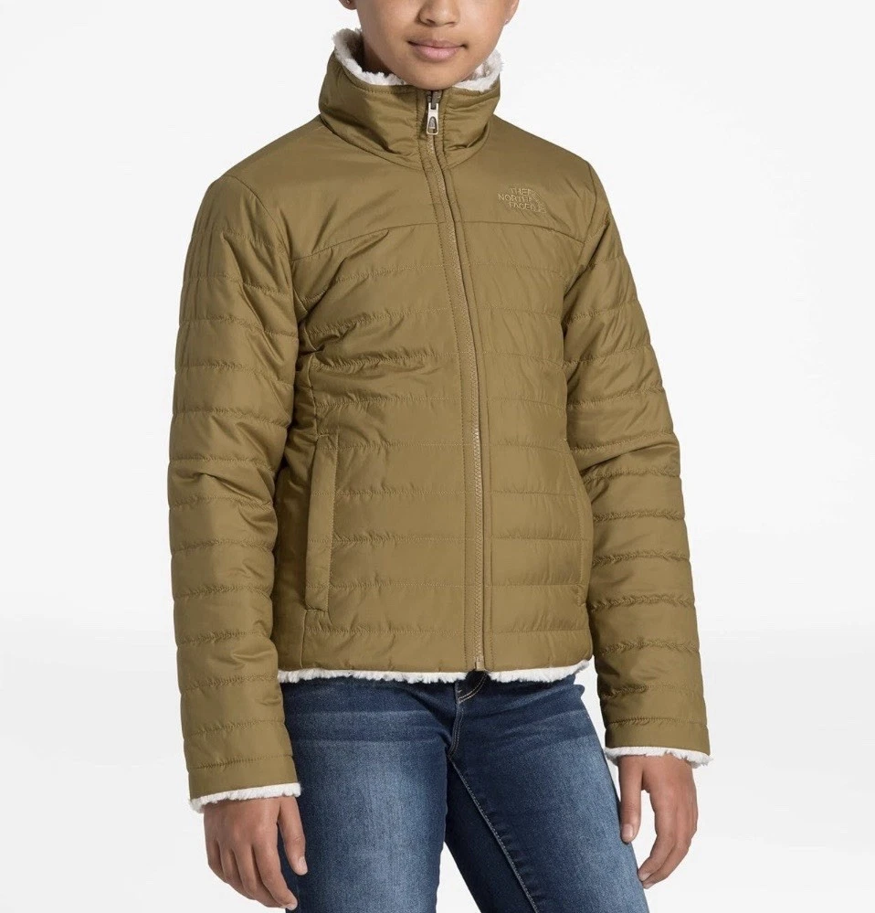 The North Face Girls Mossbud Swirl Reversible Jacket British Khaki M 10/12 NWT