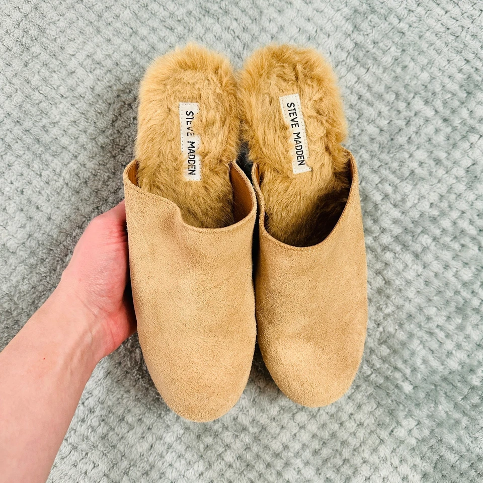 SUELA DE MADERA TACHONADA MARRÓN CLARO STEVE MADDEN BROOKYLN ZUECO MULA FORRADO SHERPA 8,5 Foto 2 de 4