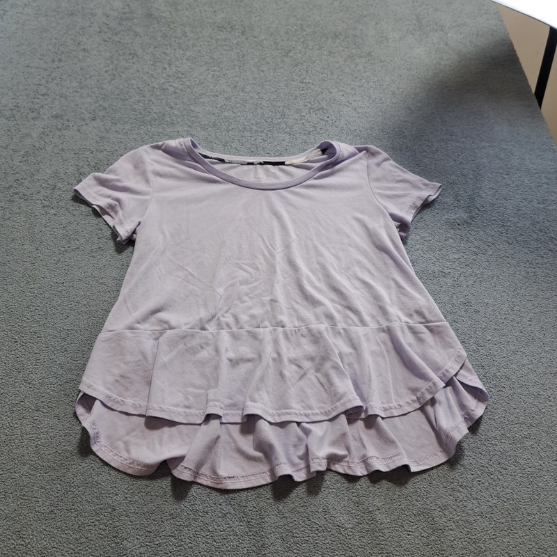 Gilligan & O'malley Lilac Purple Short Sleeve Layered Peplum Top Womens Medium