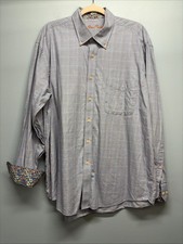 Alan Flusser Shirt Men's XL Blue Plaid/Paisley Cuffs - Casual Button Up