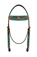 Horse Western Tack Cactus Tooled Leather Browband Headstall Show Bridle 78AD20HB