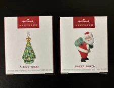 2025 HALLMARK -  MINIATURE O TINY TREE & SWEET SANTA MINI KEEPSAKE  ORNAMENTS