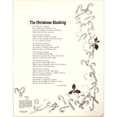 The Christmas Stocking Xmas Ann Schneider 1970s Poem Retro Kitsch Wall Art SE5