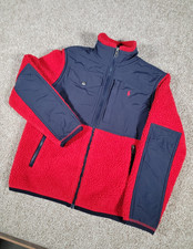 Polo Ralph Lauren Jacket Medium Boys Colorblock Panelled Sherpa Fleece Red Warm
