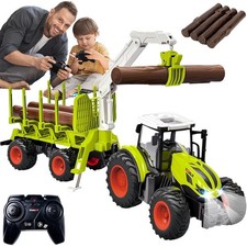 Ferngesteuerter Traktor mit Holzgreifer 3 St&auml;mme Spielzeug f&uuml;r Jungen ab 3 Jahre