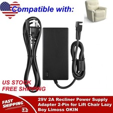 29V 2A Recliner Power Supply Adapter 2-Pin for Lift Chair Lazy Boy Limoss OKIN