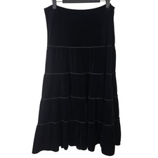 PANIZ Black Crushed Velvet Tiered Maxi Skirt Women's Size 6 Made in USA