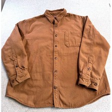 Duluth Trading Co Shirt Jacket Mens XL Brown Fleece Lined Canvas Workwear