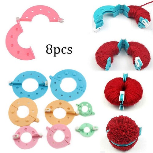 8 Stück Pompon Set Selber Machen Bommel Maker Pompom Macher 4 Größen Kunst E6Q4
