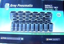 Grey Pneumatic 8029D 3/4" Drive Deep Length Impact Socket Set 29 pc FREE SHIP