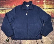 Woolrich Jacket Polar Fleece Mens Sz Large Navy Full Zip Mock Neck