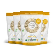 Organic Sprouted Rolled Oats Gluten Free Non GMO Vegan Oatmeal 24 Ounce Pack ...