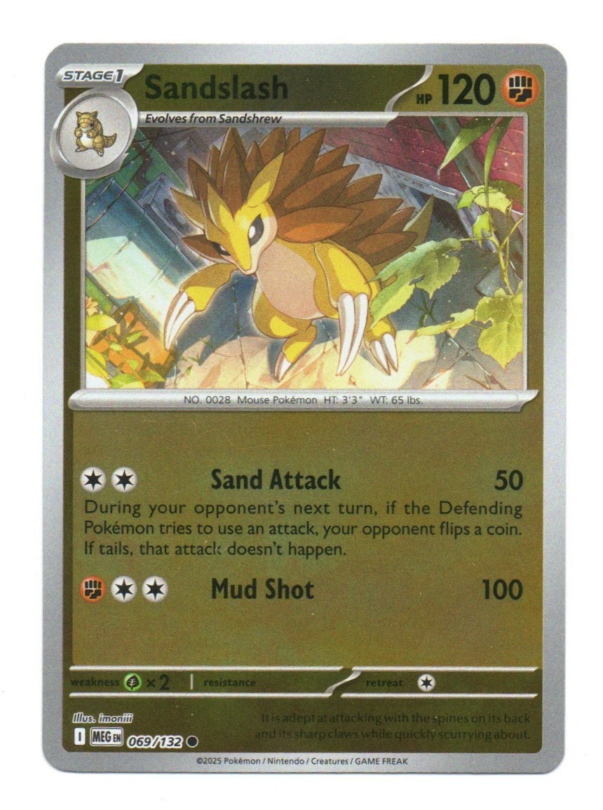 Pokémon TCG Sandslash Common Reverse Holo ME01 Mega Evolution 069/132