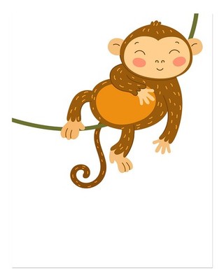 Cute Monkey Wall Art For Nursery Decor Whimsical Nature