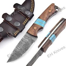 Handmade Damascus Steel Hunting/Camping Sharp Skinner EDC Knife with Sheath