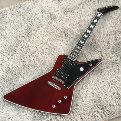 Custom Explor Electric Guitar Wine Red Solid Body HH Pickups Black Pickguard