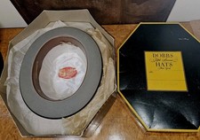 1940's DOBBS 5th Ave. N.Y Grey Handcrafted Homberg Hat Fur Felt Fedora 7 1/8 Box