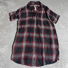 Madewell Dress Womens Small Red Black Plaid Flannel Short Sleeve Pockets Cozy