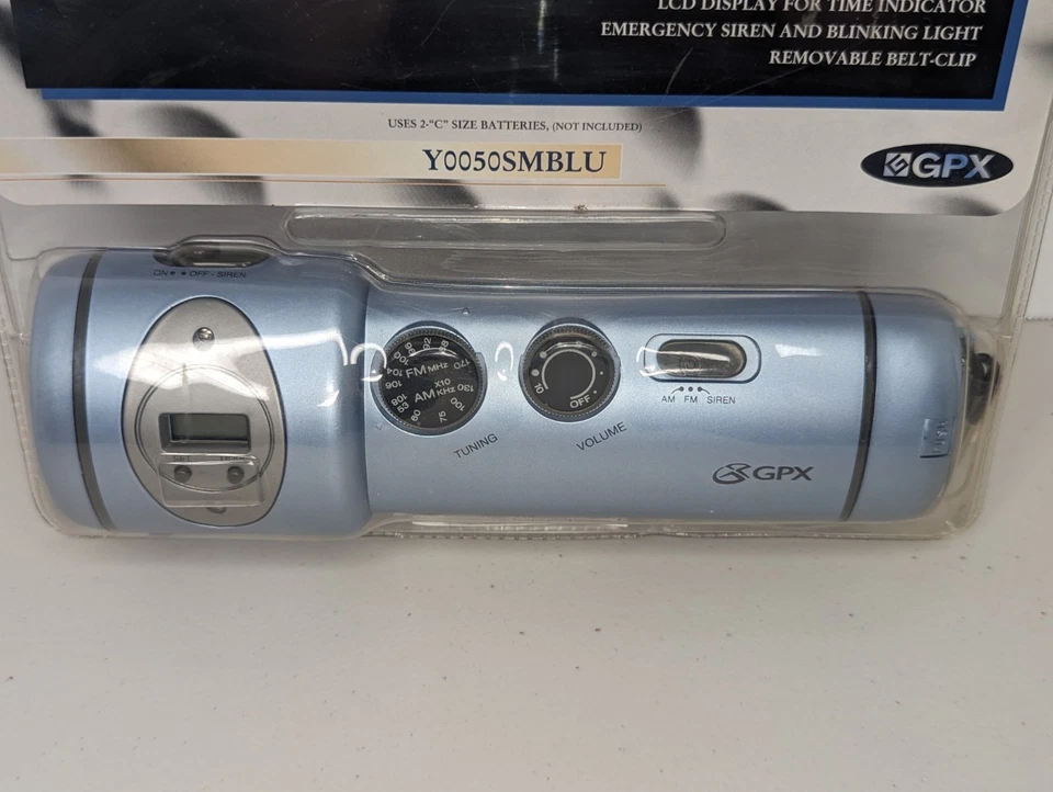 GPX Sports Metallic AM FM Radio Flashlight Clock Emergency Siren Portable Sealed - Image 4 of 4