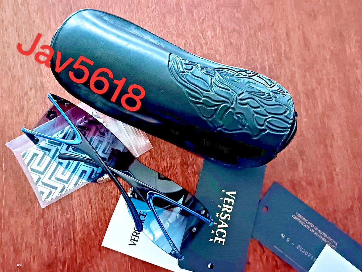 VERSACE MEDUSA LOGO SUNGLASSES SHIELD BLUE GIANNI VERSACE,NEW