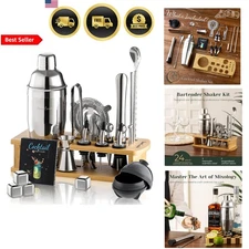 Cocktail Shaker Set Bartender Kit with Stand Ice Cubes Liquor Pourers