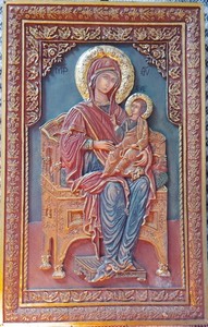 Vintage Hand-Carved Wooden Icon/Mary & Jesus/Bulgaria/Christianity/Religion Art