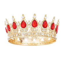 Red Crown for Women Crystal Tiara and Queen Crown for Girl Wedding Headband for