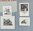 exlibris bookplate motorcycle lot of 4 var art