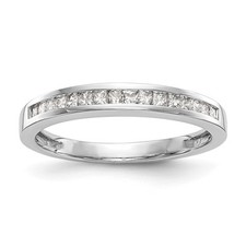 14k White Gold 1/5 Ct Princess Diamond Complete Wedding Band Ring Size 7