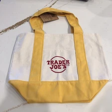 Trader Joes Mini Canvas Tote Bag🔥New With Tags Yellow