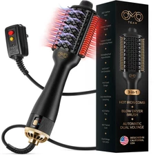 Blowout Brush Hair Dryer, 4-in-1 Blow Drying Brush, Authomatic Dual Voltage, ...