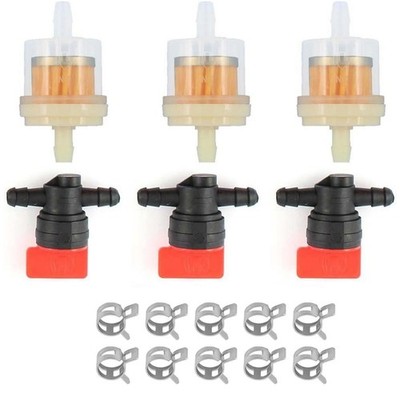 3-Pack 494768 Inline Fuel Filter And Shut Off Valve Replacement Kit With Clamps