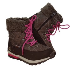 Kamik Girls Waterproof Quilted Black  Purple Boots - Size 4