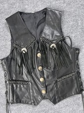 Vintage Leather Biker Vest Buffalo Nickel Buttons USA Womens Extra Extra Small