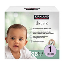 Kirkland Size 1 Swaddlers Ultra Day Night Diapers 96 Count Most Absorbent USA 0.36 per diaper