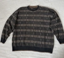 Vintage Geoffrey Beene Knit Sweater Mens XL Made in Italy Geometric Knit Pattern