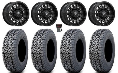 MSA Commander 15'' Wheels Gloss Black/Milled 33'' Daemon Tires Kawasaki Teryx Mule
