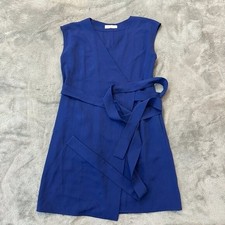 Everlane Blue Wrap Dress Japanese Goweave Women's size 2 Cap Sleeve