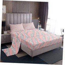Women Leopard Bed Sheet Set Girls Pink Silver Leopard Print Queen Multi 14