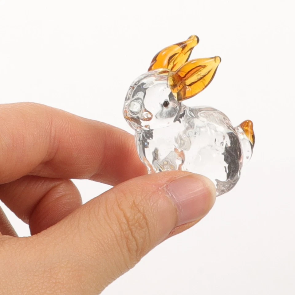  2 figurine di coniglio pasquale in cristallo trasparente, ornamento di - Immagine 3 di 4