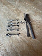 Vintage Mid Century 6 Messerbänke versilbert in Dackelform