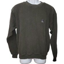 Vintage IZOD Men's Crewneck Moss Green Cotton Sweater M Preppy Academia Golf 90s