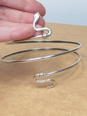 SOLID Sterling Silver 925 ARM BRACELET FROM GREECE 10-11'' Around 