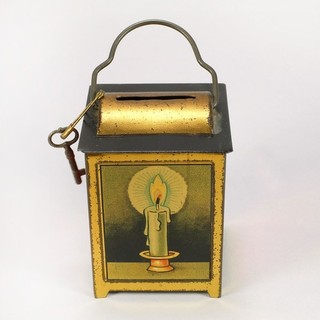 1910 1920s Candle Lantern Antique Tin Toy Coin Bank – Germany