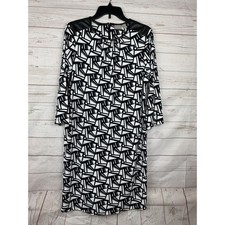 Chico's Shift dress Womens size 1 Medium black/white faux leather shoulders